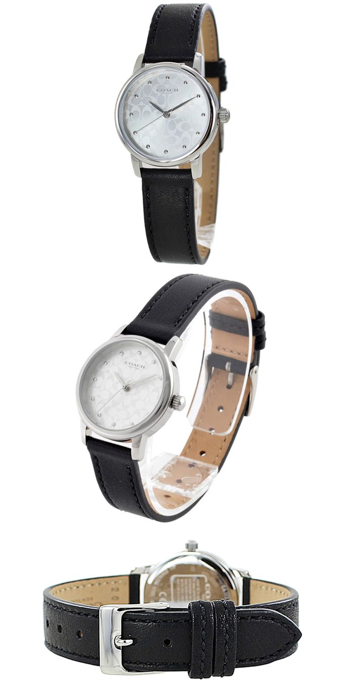 COACH - 滿版LOGO皮革腕錶 (黑)