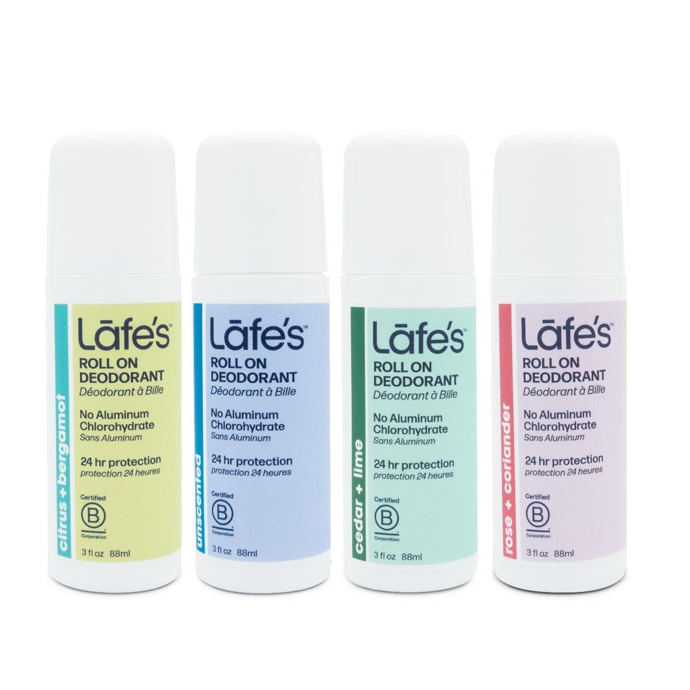 美國 Lafe's organic - 純自然體香劑四入組-無味＋運動＋粉嫩＋鼠尾草