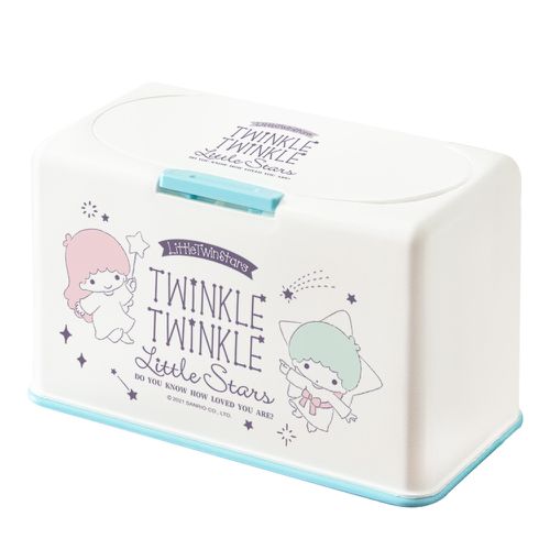 三麗鷗Sanrio【雙子星】50入口罩收納盒 衛生紙盒 濕紙巾盒 塑膠收納 內建彈簧自動向上