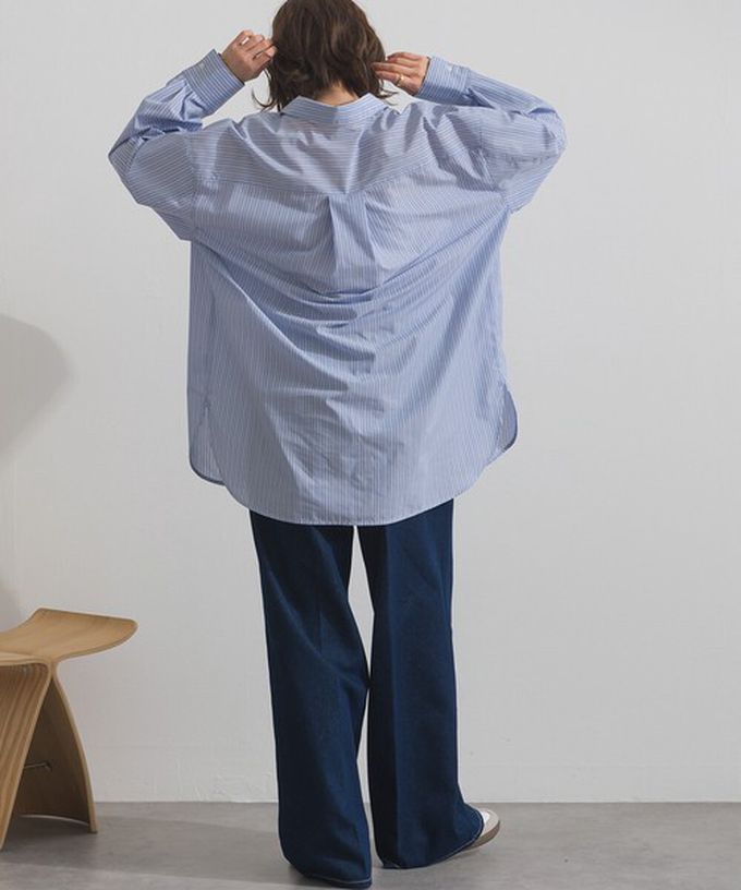 日本 ELENCARE DUE - 2way穿法俐落條紋寬版襯衫-粉紅