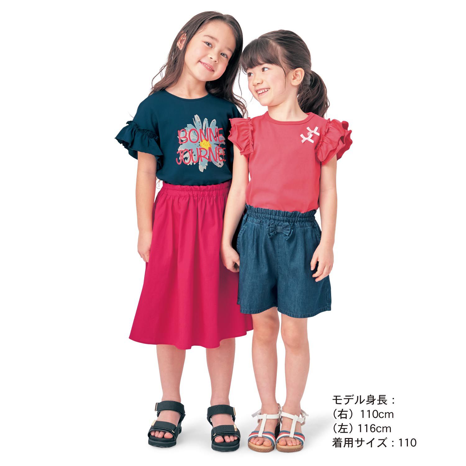 日本千趣會 - GITA 天竺棉荷葉蛋糕袖短T-深藍