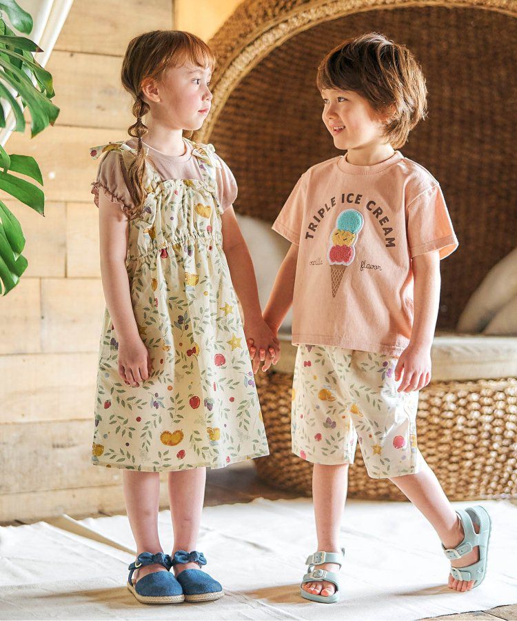 日本 apres les cours - 夏日印花清爽短袖上衣-三色冰淇淋-橘粉