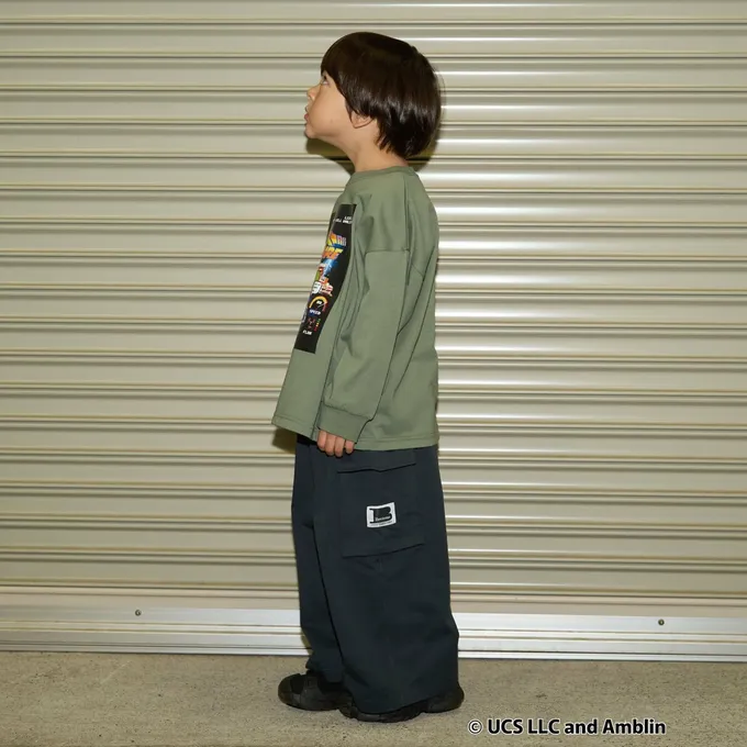 日本 b-ROOM - 聯名款 印花長袖上衣-回到未來電影場景-黑