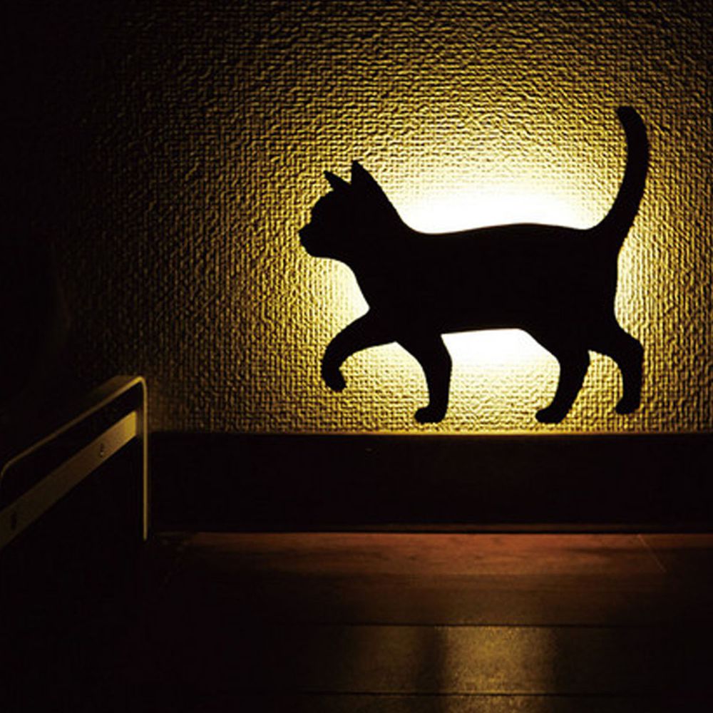 日本 TOYO CASE - 日本製 LED 感應夜燈壁飾-走路貓咪