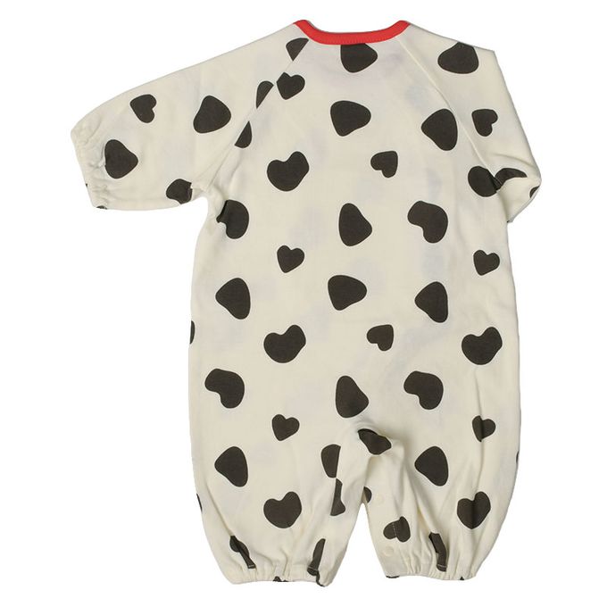 akachan honpo - 長袖造型連身衣-附帽子 牛-米白色 (50~60cm)