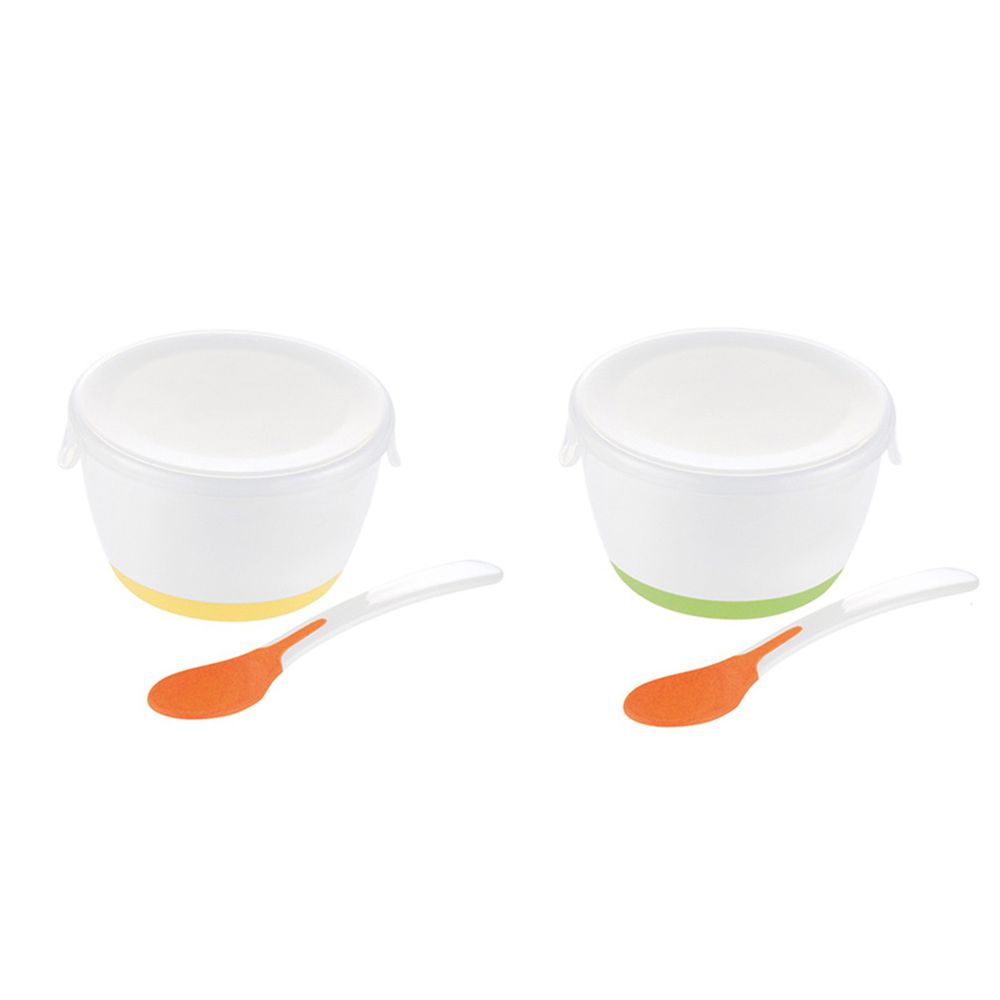 akachan honpo - TLI 第一次的離乳食品 附杯子湯匙-黃色&綠色-2入組