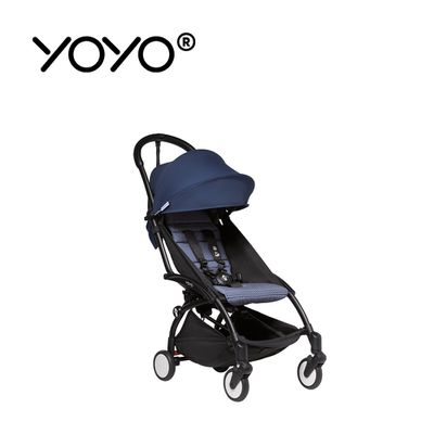 Stokke - YOYO² 法國 6+ 推車組合(含車架)-黑色車架+法航藍色