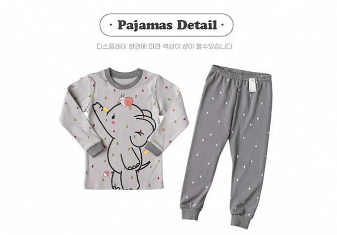 正韓 Puco - 超優質嬰幼兒/兒童長袖100% 有機純棉家居服/睡衣-大象寶寶