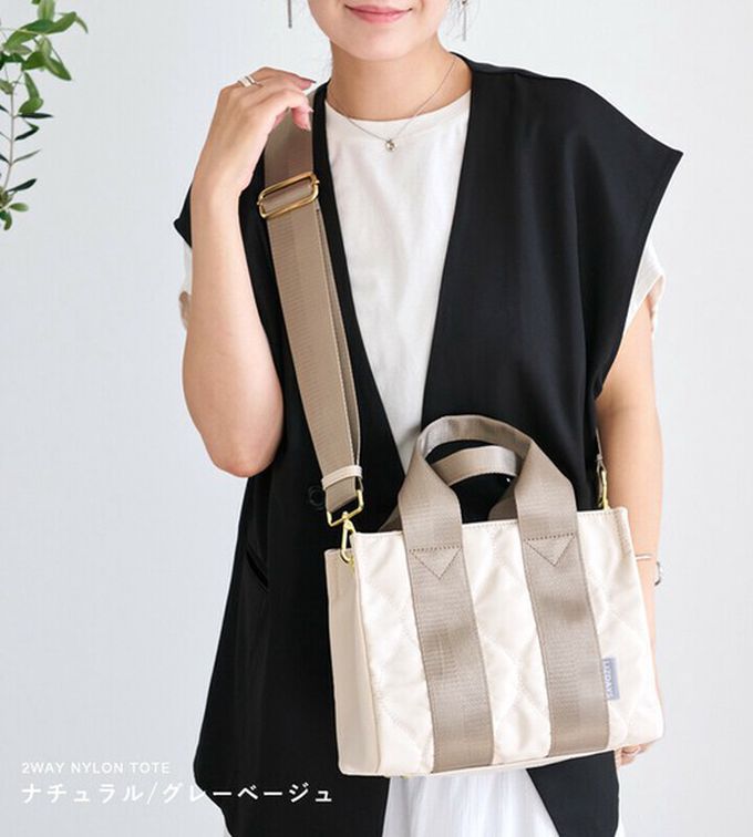 日本 LIZDAYS - 防潑水2way絎縫小巧托特包-(可裝A5)-深灰