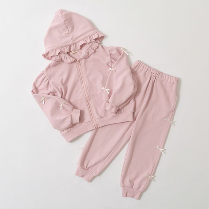 日本 Lycee mine - 蝴蝶結袖荷葉邊少女連帽外套-霧藍