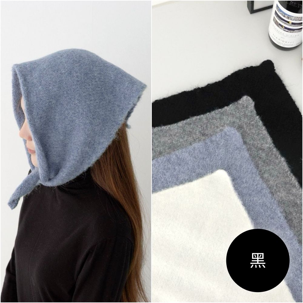 冬日保暖針織頭巾-黑