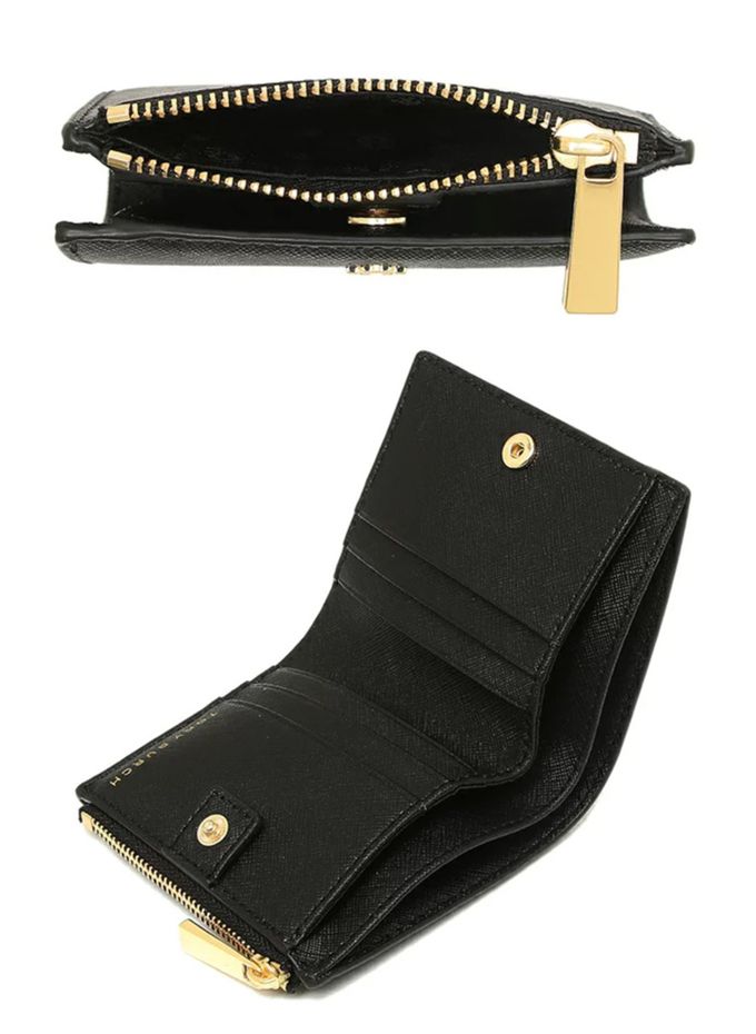 Tory Burch - 素面防刮皮革短夾 (黑)