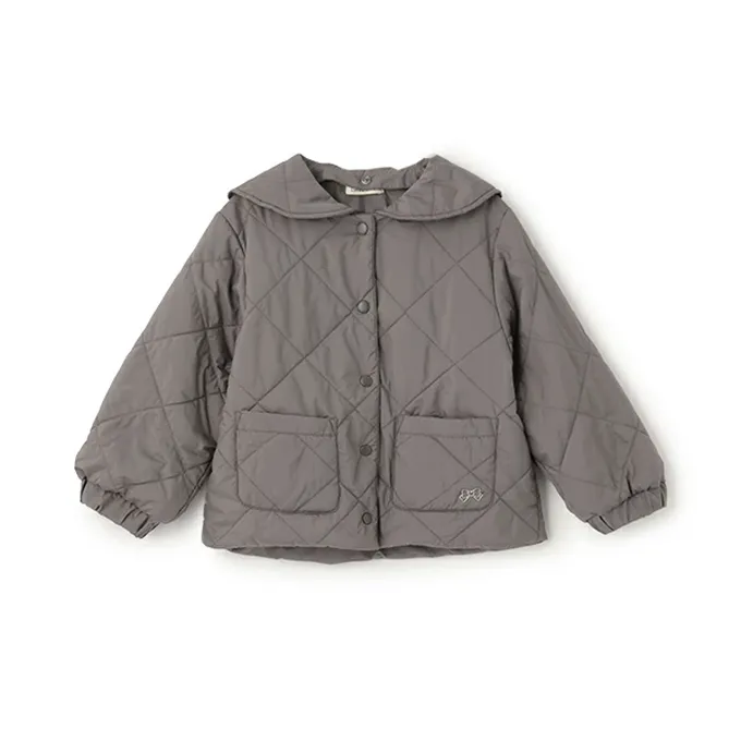 日本 Lycee mine - 可機洗 水手領絎縫鋪棉外套(領可拆)-卡其棕