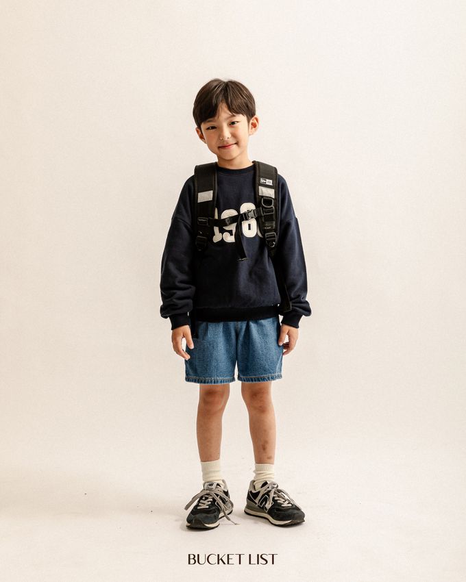 韓國 BUCKET LIST - 鬆緊腰好搭配牛仔短褲-淺藍