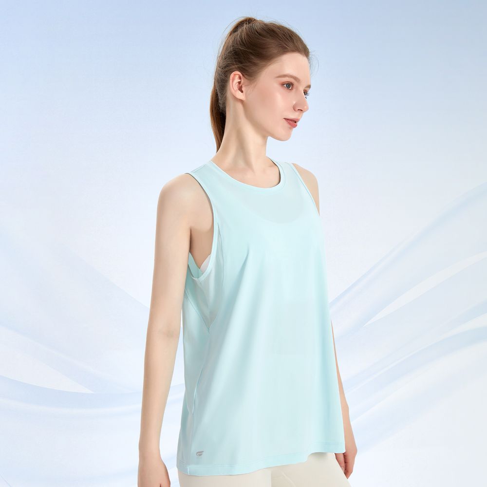 速涼絲感罩衫背心-冰川藍