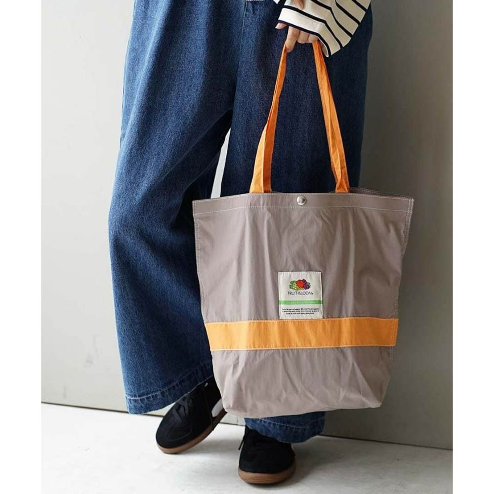 明亮水果折疊尼龍托特包(可放A4)-淺灰