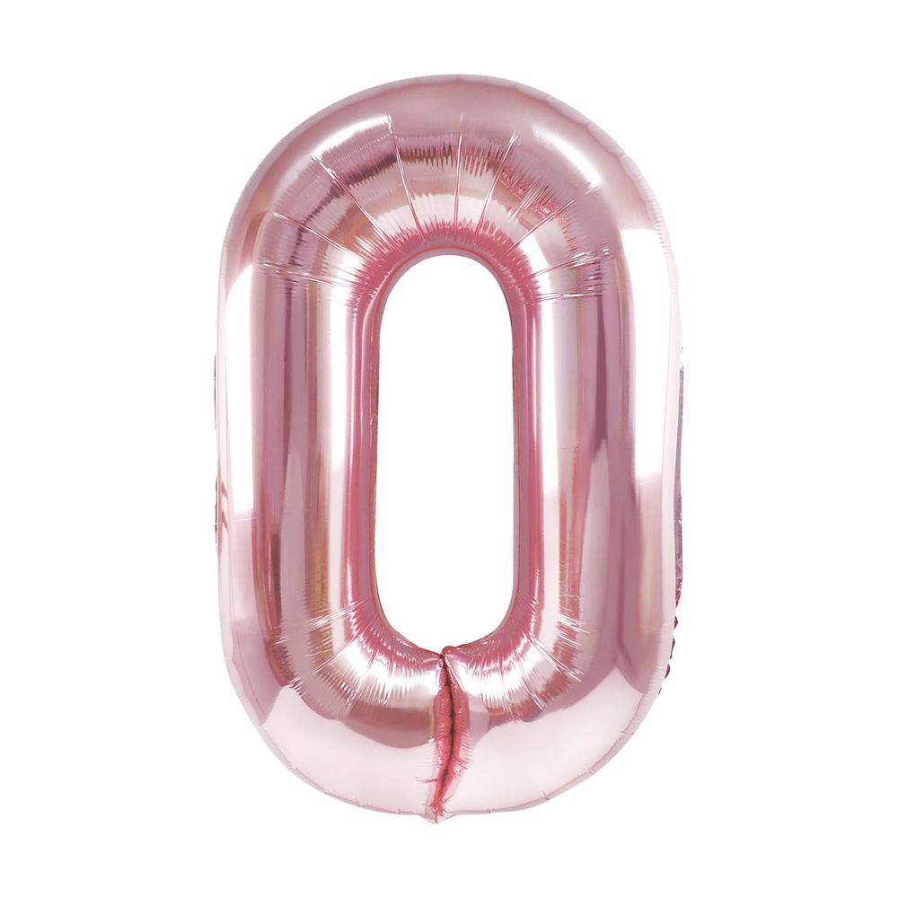 珠友 - 鋁箔數字氣球-數字0-玫瑰金 (40吋)