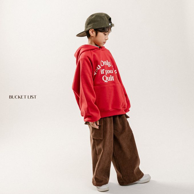 韓國 BUCKET LIST - (內磨毛)個性文字寬鬆連帽T-藍