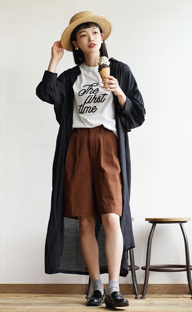 日本 zootie - 楊柳透膚澎澎袖長版襯衫/罩衫-深綠