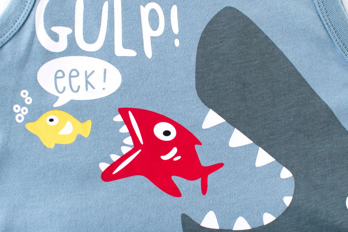 純棉無袖背心上衣-大魚吃小魚-藍色