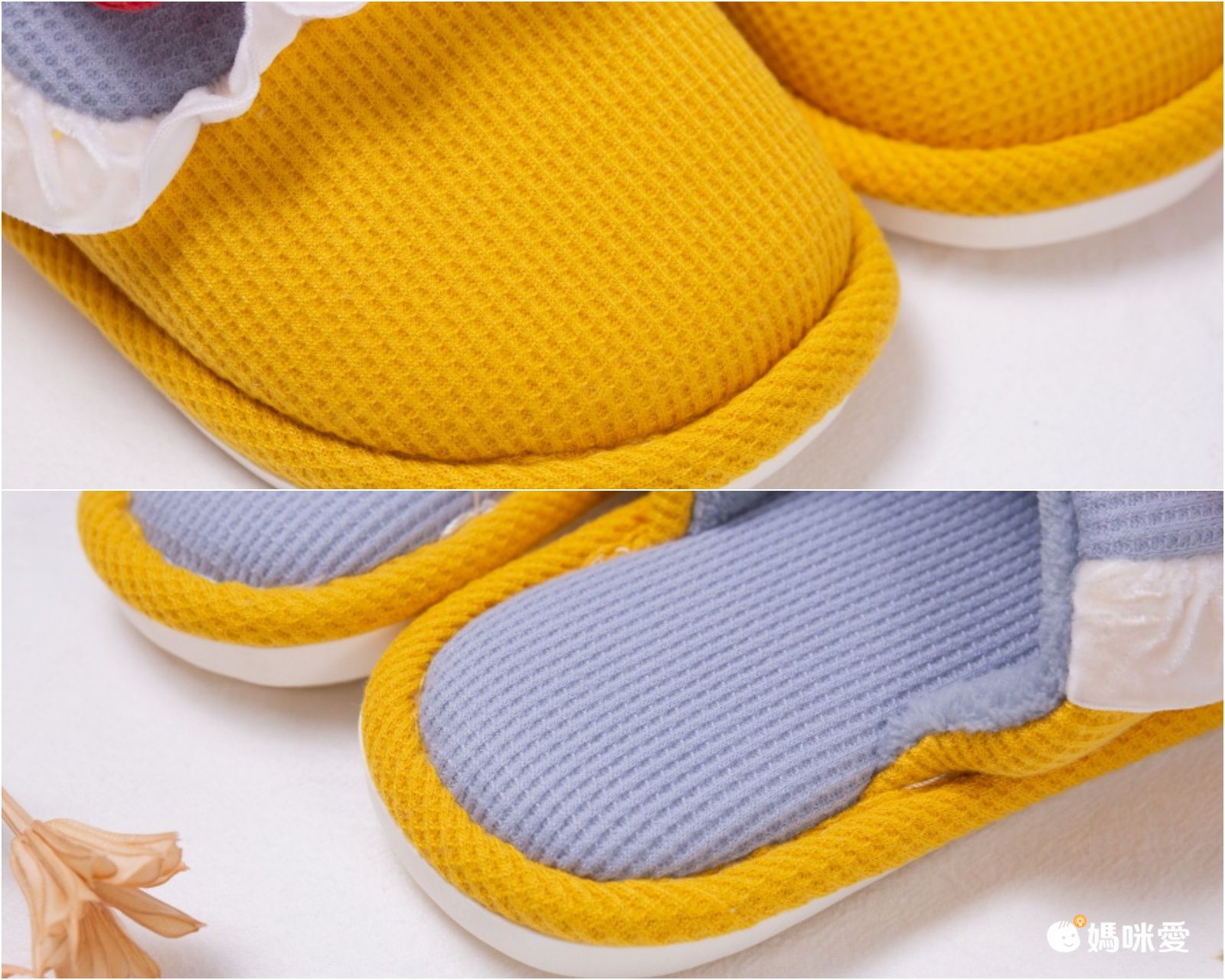 鬆餅格紋保暖室內拖鞋-藍紫色