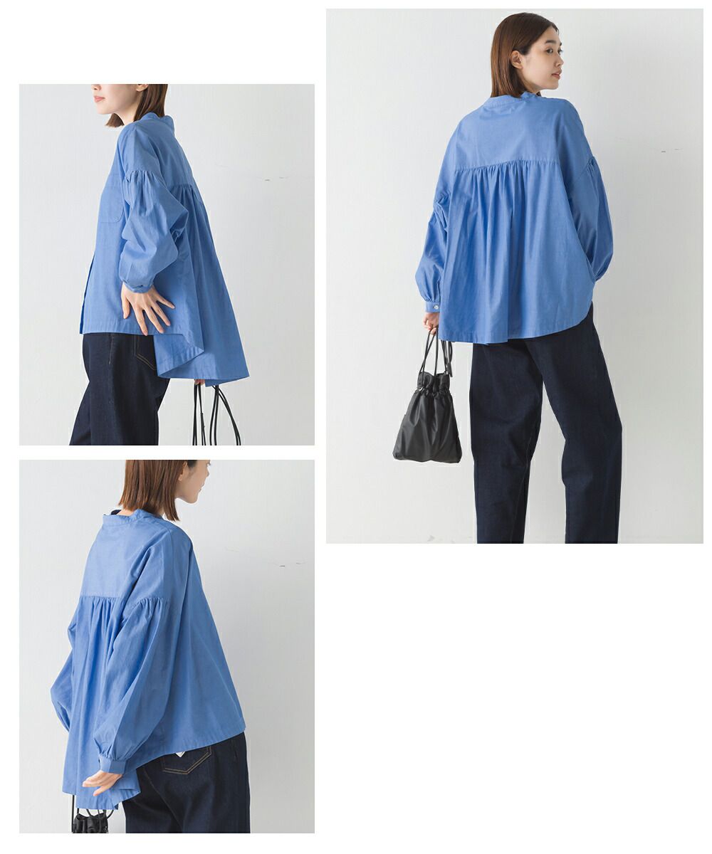 日本 OMNES - 100%棉 前短後長短版排扣襯衫-條紋-藍白