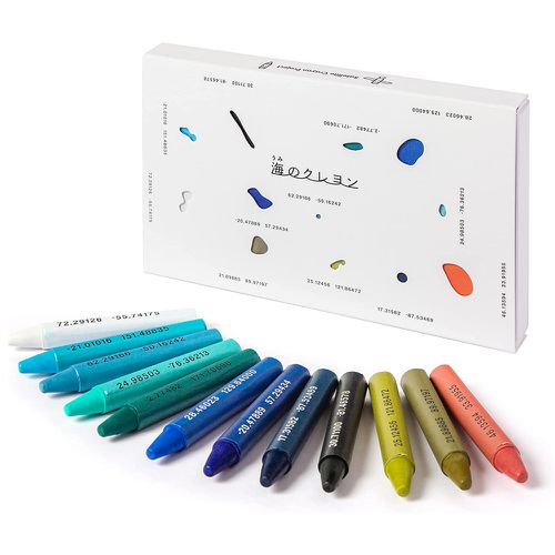 日本文具代購 - 日本製 Satellite Crayon Project 海的蠟筆-12色-沒有名字的顏色