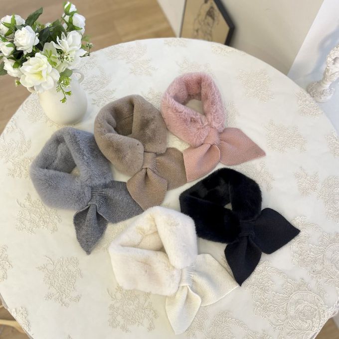 韓國 MAY - 柔軟細絨毛穿洞式圍巾-粉