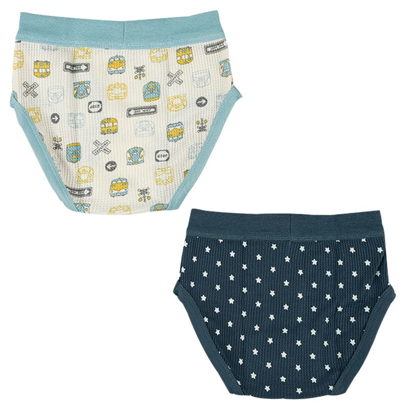akachan honpo - 三角褲2件組-電車、星星-深藍色