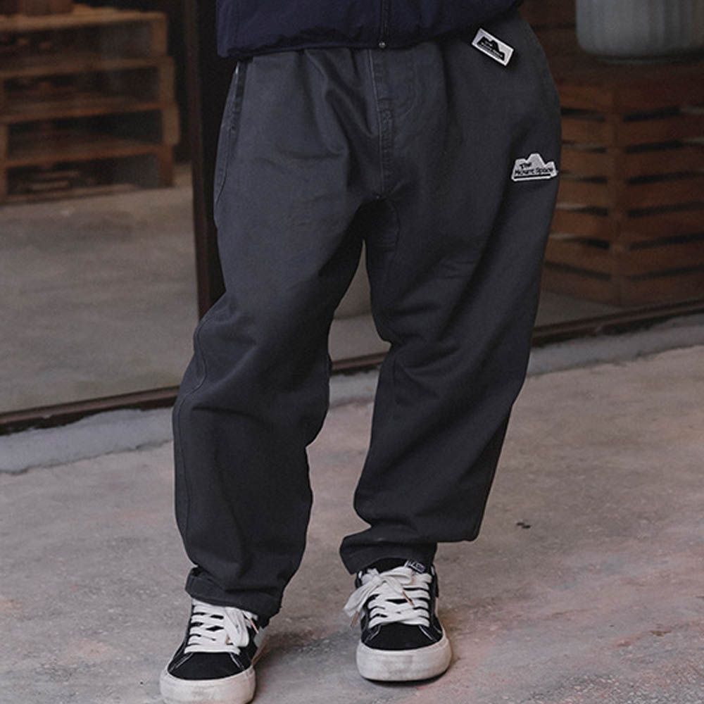 純棉耐磨腰帶休閒長褲-深灰