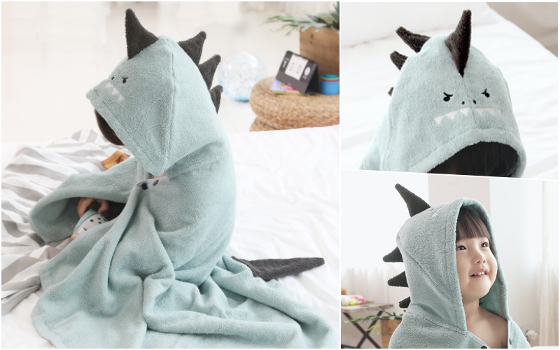 韓國 Conitale - 純棉造型浴巾袍-灰色鯊魚 (68X120cm)