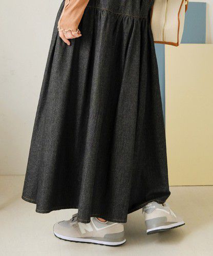 日本 Bou Jeloud - 簡約丹寧長裙-深藍