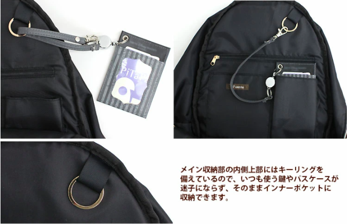 日本 Fuente - [超輕量] 簡約蝴蝶結機能收納後背包-迷霧藍 (26x41x14cm)