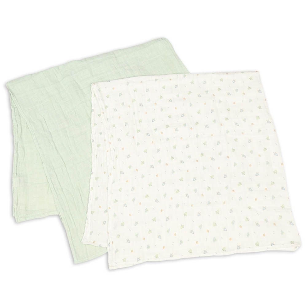 包巾2件組-穆斯林棉紗 宇宙-綠色 (100cm×100cm)