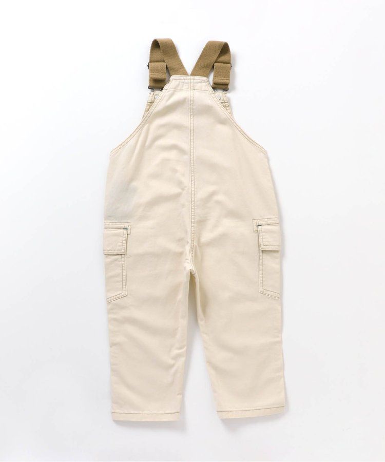 日本 BREEZE - 時髦工裝風可調長度吊帶褲-奶油白