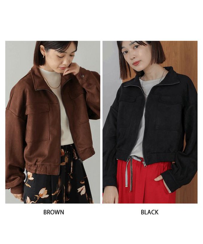 日本 Bab - 麂皮感立領率性口袋俐落外套-黑