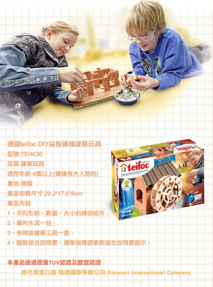 德國 teifoc - 益智磚塊建築玩具-水車-TEI4030