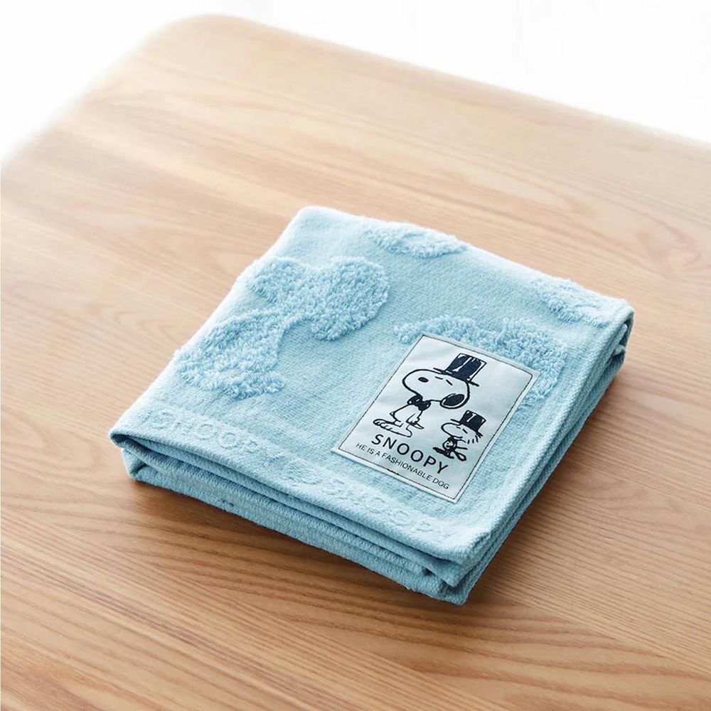 日本千趣會 - 史努比 日本製今治純棉長毛巾-立體剪影-藍 (34x80cm)