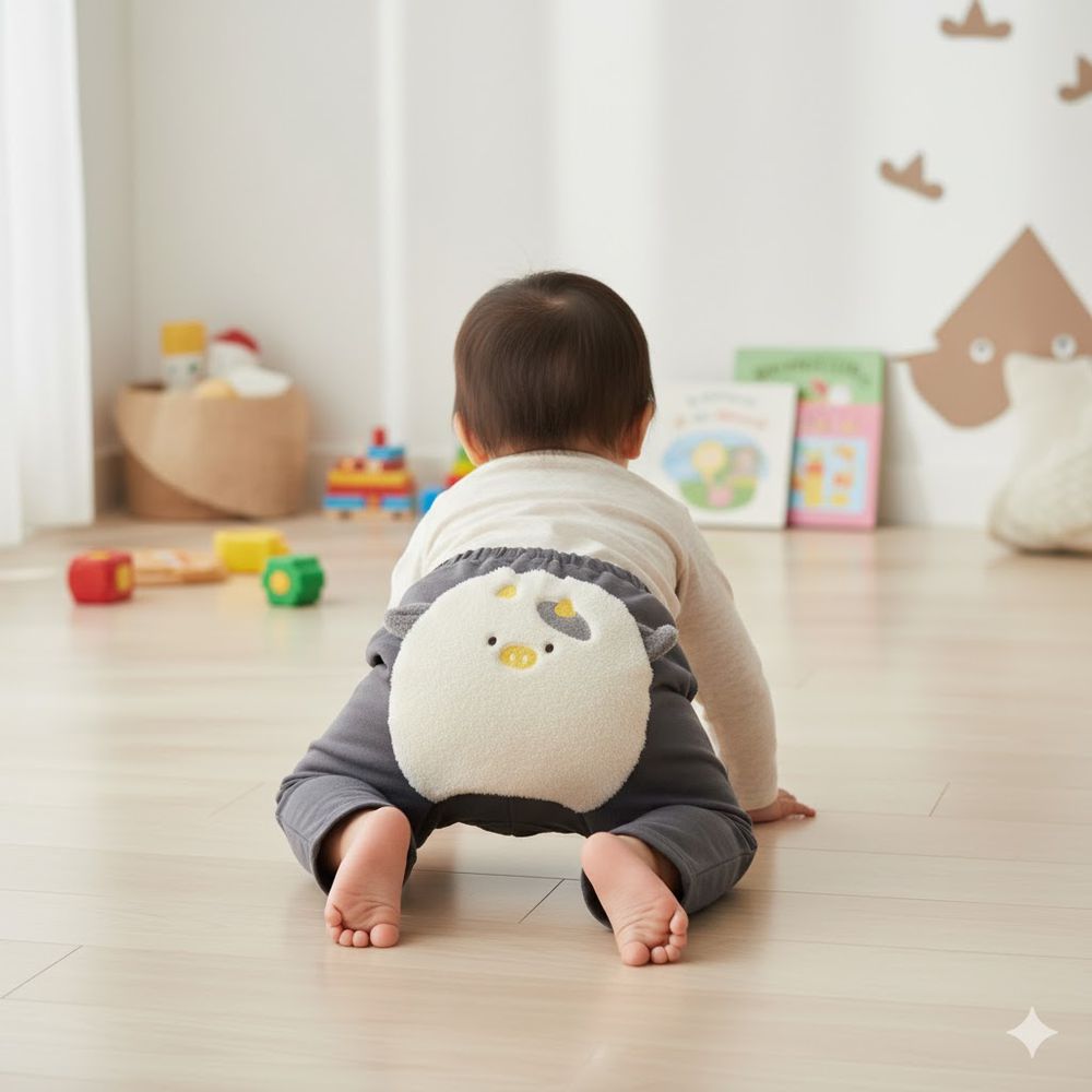 造型屁屁褲-刷毛動物-深灰色