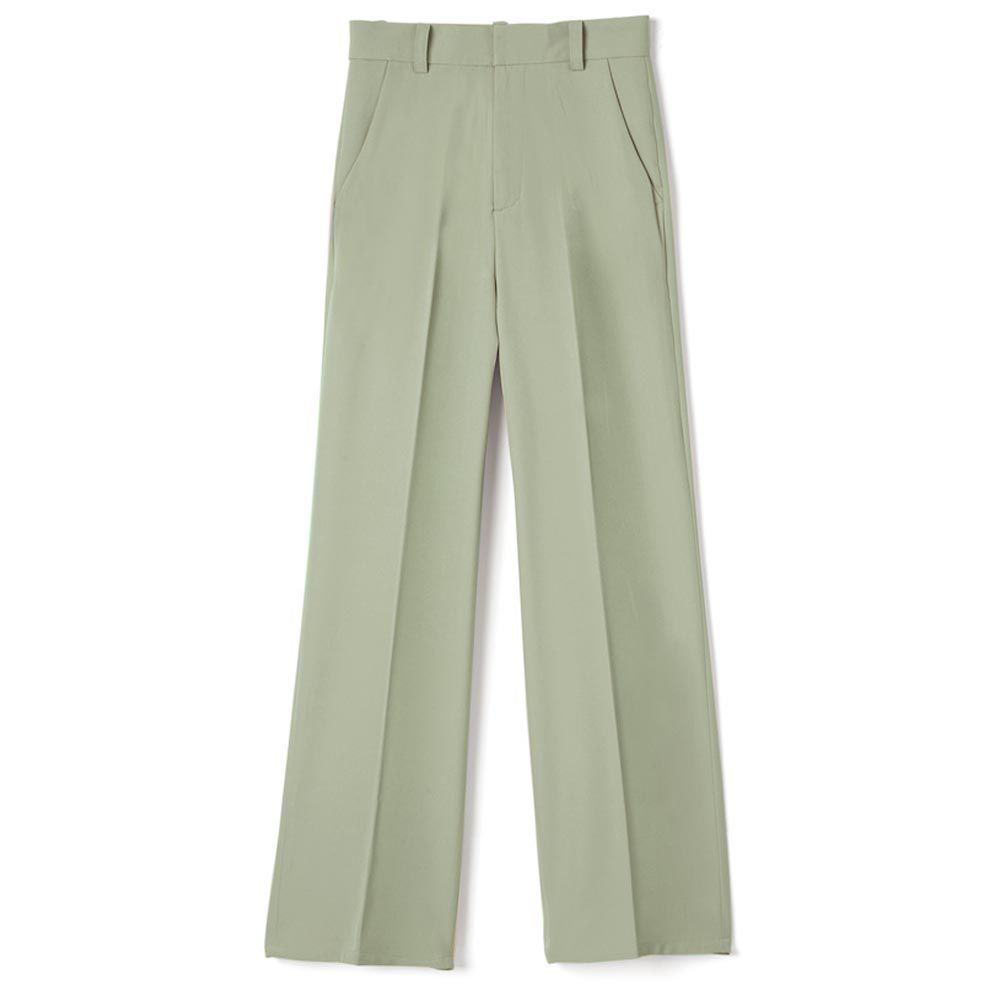 日本 GRL - 熱銷定番 修身打褶西裝寬褲-薄荷綠