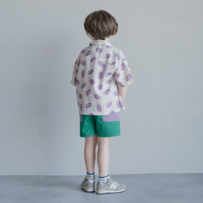 日本 b-ROOM - 滿版時髦印花休閒襯衫-衝浪-炭黑