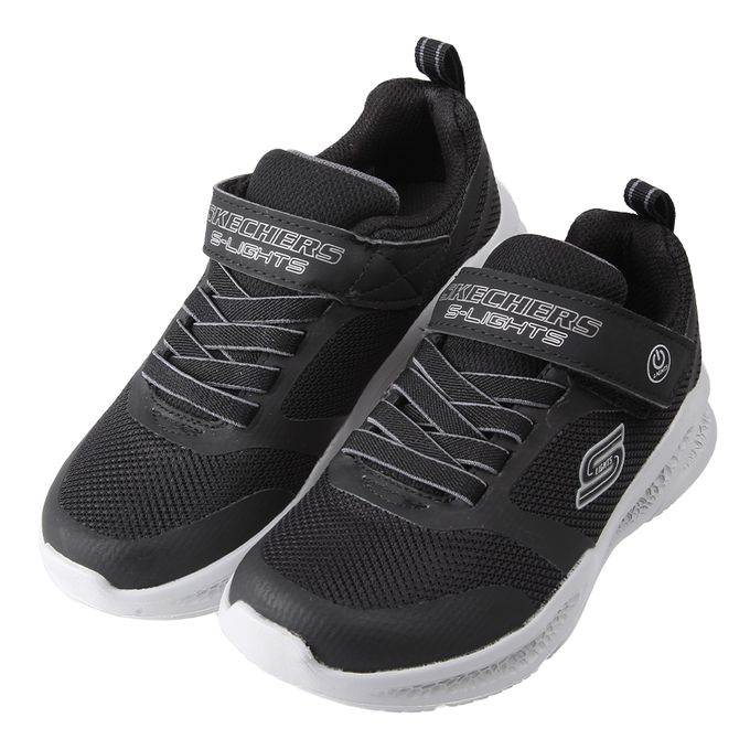 SKECHERS - 炫光黑色兒童電燈運動鞋-黑色