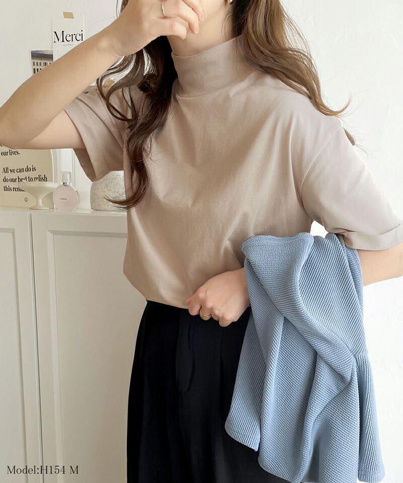 日本 Classical Elf - 知性立領柔軟五分袖上衣-淺灰