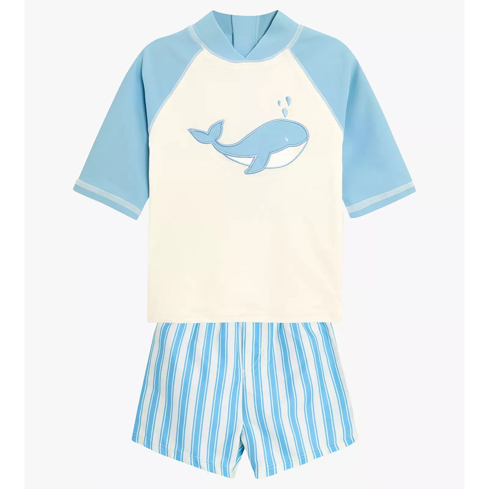 嬰幼兒/兒童兩件式防曬泳裝-鯨魚玩耍