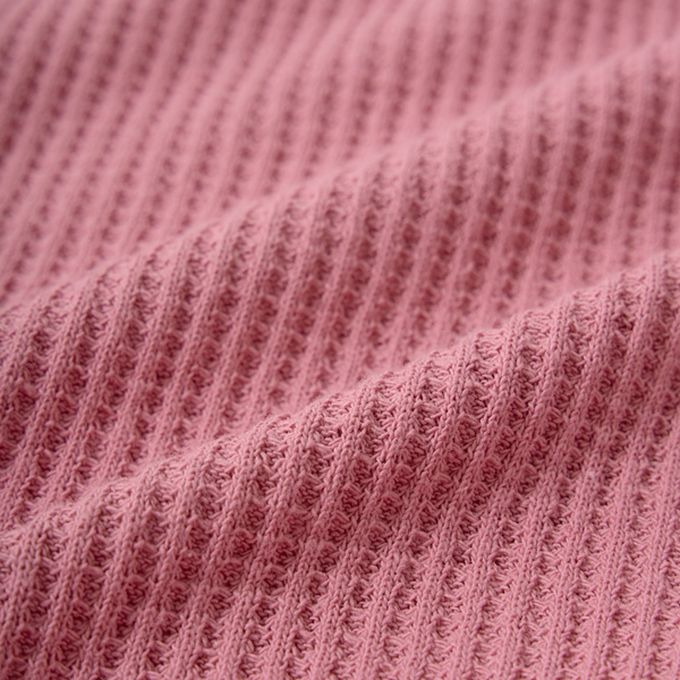 日本 Lycee mine - 華夫格領口小花束腰長袖上衣-淺藍