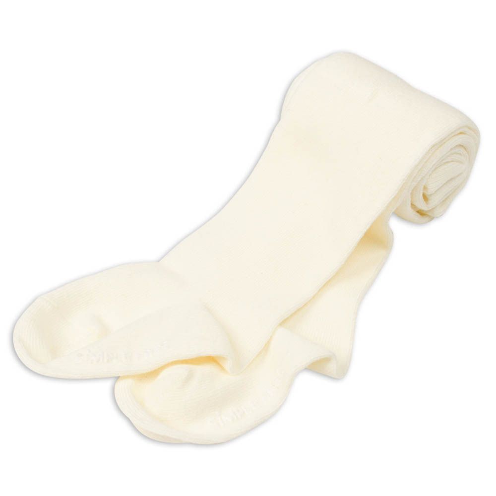 褲襪 有機棉-素面-米白色