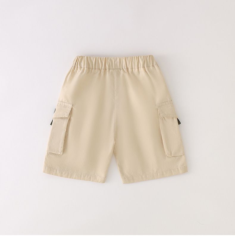 卡通SNOOPY腰鬆緊休閒短褲-側邊口袋-杏色