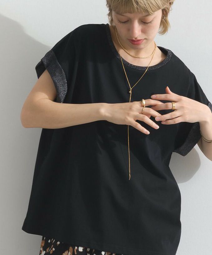 日本 le colis - 光澤滾邊舒適休閒法式袖上衣-白