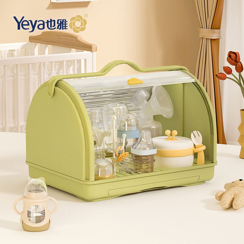 Yeya也雅 - 雲朵小屋手提式奶瓶收納瀝水箱-多色可選-茉綠