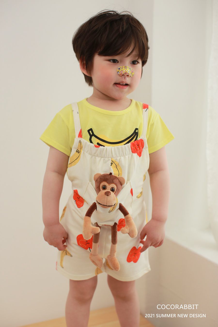 韓國 Coco Rabbit - 猴子娃娃吊帶褲-象牙白